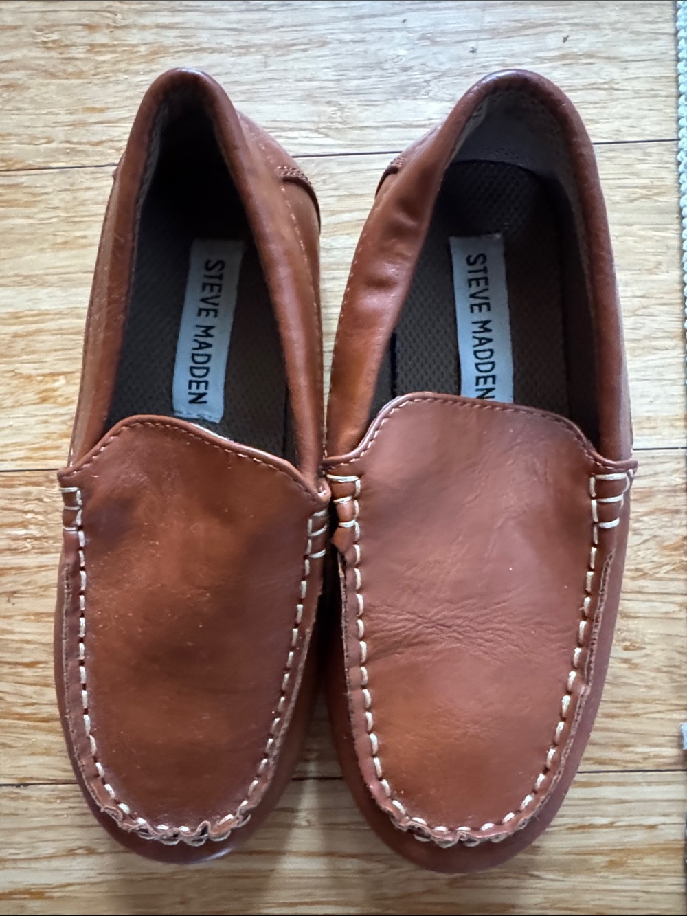 Steve Madden Tan Leather Slip-On Driving Loafers